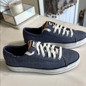 Keds Chambray Blue and White Casual Sneakers Size 8
